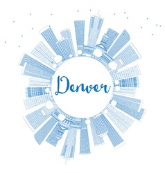 Outline Denver Skyline With Blue Buildings