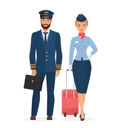 Pilot And Stewardess In Uniform Isolated