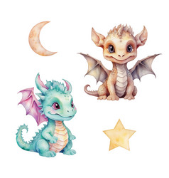 Watercolor Cute Baby Dragon Set