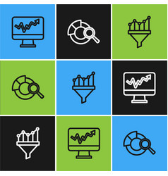 Set Line Monitor With Graph Chart Sales Funnel