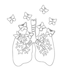 Ease Of Breathing In The Lungs Line Art