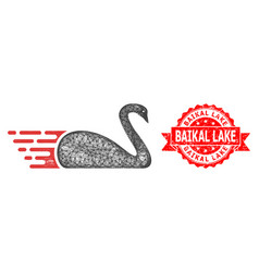 Grunge Baikal Lake Stamp Seal And Network Swan