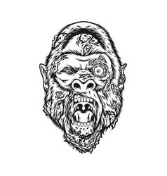 Fear Scary Monkey Head Monster Zombie Monochrome