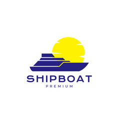 Ship Boat With Sunset Abstract Logo Design