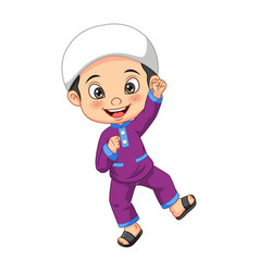 Happy Muslim Boy Cartoon Posing