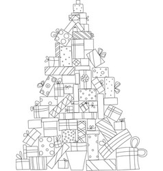 Line Christmas Tree From Gift Boxes