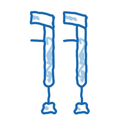 Orthopedic Crutch Medical Equipment Doodle Icon