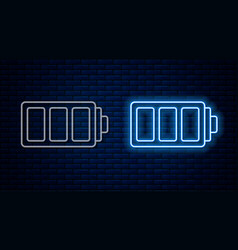 Glowing Neon Line Battery Charge Level Indicator