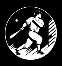 Retro Baseball - Black And White Isolated Icon