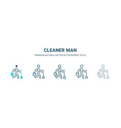 Cleaner Man Icon In 5 Different Style Outline