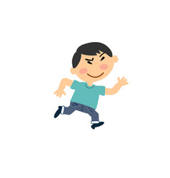 Cartoon Character Asian Boy Running