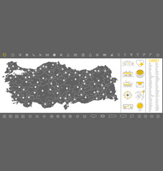 Detailed Monochrome Map Of Turkey Gray Country