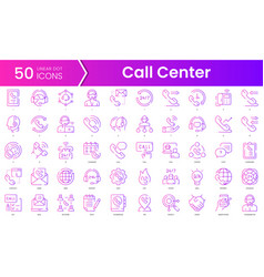 Set Of Call Center Icons Gradient Style Icon