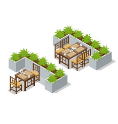 Isometric Fast Food Court Restaurant Interior