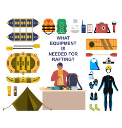 Rafting Equipment And Protective Gear Set Flat