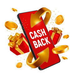 Shopping Online With Cash Back Concept