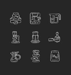 Coffee Shop Appliance Chalk White Icons Set