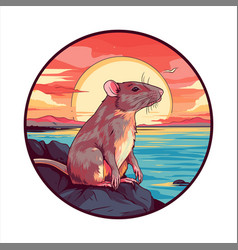 Rat Colorful Cartoon Kawaii Character Beach