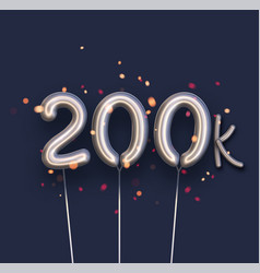 Silver Balloon 200k Sign On Dark Blue Background