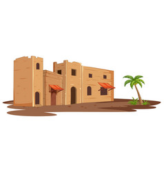 A Sandy Fortress And Palm Tree