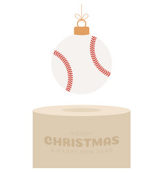 Baseball Sport Christmas Bauble Pedestal Merry