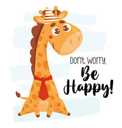 Cool Postcard With Cute Funny Giraffe