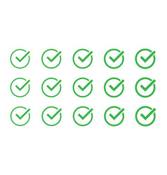 Green Check Mark Icon Set Isolated Elements Tick