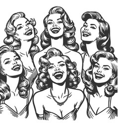 Group Of Smiling Pin-up Girls