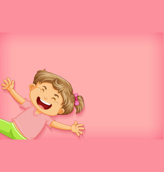 Plain Background With Happy Girl In Pink Shirt