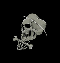 Skull With Hat And Bone Artwork