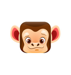 Cartoon Monkey Kawaii Square Animal Face Ape