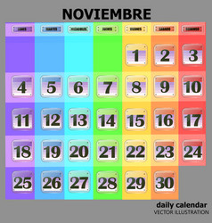 Colorful Calendar For November 2019 In Spanish