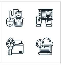 Confidential Information Line Icons Linear Set