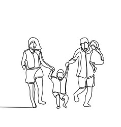 Happy Family Continuous Line Drawing Isolated