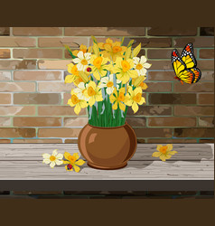 Vase With A Bouquet Of Daffodils