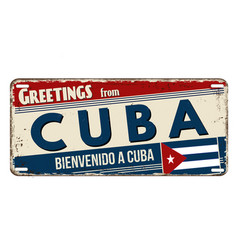 Greetings From Cuba Vintage Rusty Metal Plate