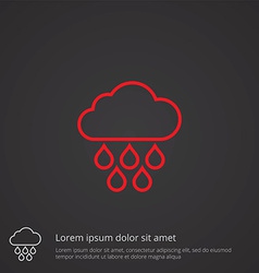 Cloud Rain Outline Symbol Red On Dark Background