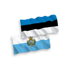 Flags Of San Marino And Estonia On A White