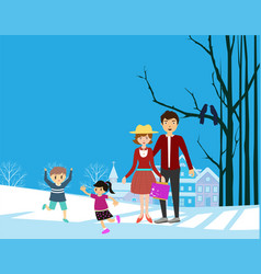 Parents Taking Children For A Walk Icon