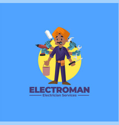 Electroman Electrician Services Mascot Logo