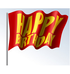 Happy Birthday Greeting Card On Waving Flag