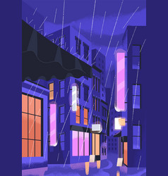 Rain In Night City Card Empty Street