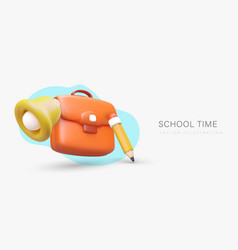 School Time Volumetric Briefcase Pencil Bell