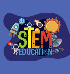 Stem Education Logo With Space Objects