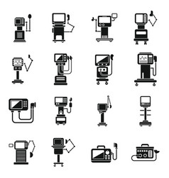 Ventilator Medical Machine Icons Set Simple