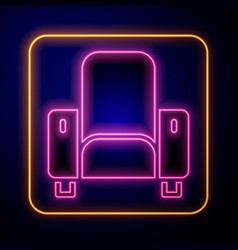 Glowing Neon Cinema Chair Icon Isolated On Black