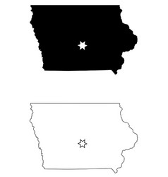 Iowa Ia State Map Usa With Capital City Star