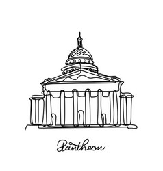 Pantheon One Line Drawing Popular Place In Paris