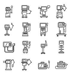 Ventilator Medical Machine Icons Set Outline