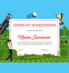 Certificate Participation In Golf Tournament